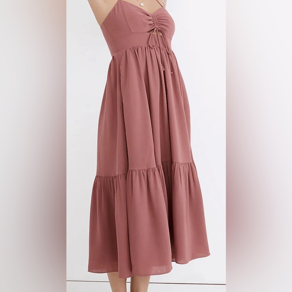 NEW Madewell Ruched Keyhole Tiered Midi Dress!!! - Picture 2 of 9